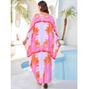 image:imageMoss Rose Caftan Coverup Dresses for Women V Neck Summer Swimsuit Kaftan Plus Size Maxi Beach Vacation ClothesD Pink Orange Block