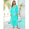 image:imageMoss Rose Caftan Coverup Dresses for Women V Neck Summer Swimsuit Kaftan Plus Size Maxi Beach Vacation ClothesD Teal Pink