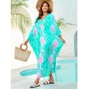 image:imageMoss Rose Caftan Coverup Dresses for Women V Neck Summer Swimsuit Kaftan Plus Size Maxi Beach Vacation ClothesD Teal Pink