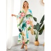 image:imageMoss Rose Caftan Coverup Dresses for Women V Neck Summer Swimsuit Kaftan Plus Size Maxi Beach Vacation ClothesFlamingo Print 2