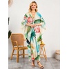 image:imageMoss Rose Caftan Coverup Dresses for Women V Neck Summer Swimsuit Kaftan Plus Size Maxi Beach Vacation ClothesFlamingo Print 2