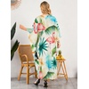 image:imageMoss Rose Caftan Coverup Dresses for Women V Neck Summer Swimsuit Kaftan Plus Size Maxi Beach Vacation ClothesFlamingo Print 2