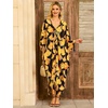 image:imageMoss Rose Caftan Coverup Dresses for Women V Neck Summer Swimsuit Kaftan Plus Size Maxi Beach Vacation ClothesGinkgo Leaf Print