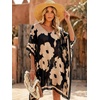 image:imageMoss Rose Kaftan Dresses for Women V Neck Summer Swimsuit Cover up Caftan Maxi Beach DressesC Black Brown Floral