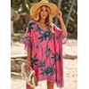 image:imageMoss Rose Kaftan Dresses for Women V Neck Summer Swimsuit Cover up Caftan Maxi Beach DressesC Tropical Pink