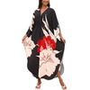 image:imageMoss Rose Caftan Coverup Dresses for Women V Neck Summer Swimsuit Kaftan Plus Size Maxi Beach Vacation ClothesA Black White Red Floral
