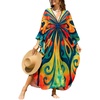 image:imageMoss Rose Caftan Coverup Dresses for Women V Neck Summer Swimsuit Kaftan Plus Size Maxi Beach Vacation ClothesB Colorful Butterfly 3