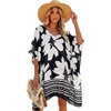 image:imageMoss Rose Kaftan Dresses for Women V Neck Summer Swimsuit Cover up Caftan Maxi Beach DressesA Black Flower