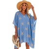 image:imageMoss Rose Kaftan Dresses for Women V Neck Summer Swimsuit Cover up Caftan Maxi Beach DressesA Blue Starfish