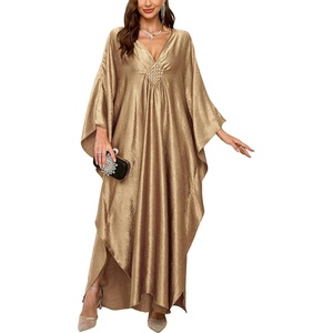 image:imageMoss Rose Caftan Coverup Dresses for Women V Neck Summer Swimsuit Kaftan Plus Size Maxi Beach Vacation ClothesC Champagne
