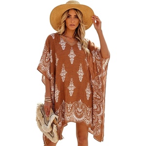 image:imageMoss Rose Kaftan Dresses for Women V Neck Summer Swimsuit Cover up Caftan Maxi Beach DressesA Paisley Khaki