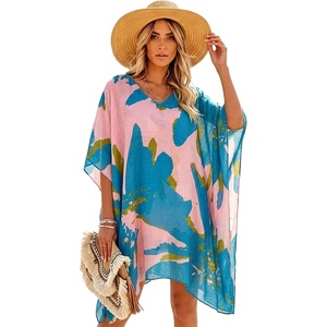 image:imageMoss Rose Kaftan Dresses for Women V Neck Summer Swimsuit Cover up Caftan Maxi Beach DressesB Pink Teal